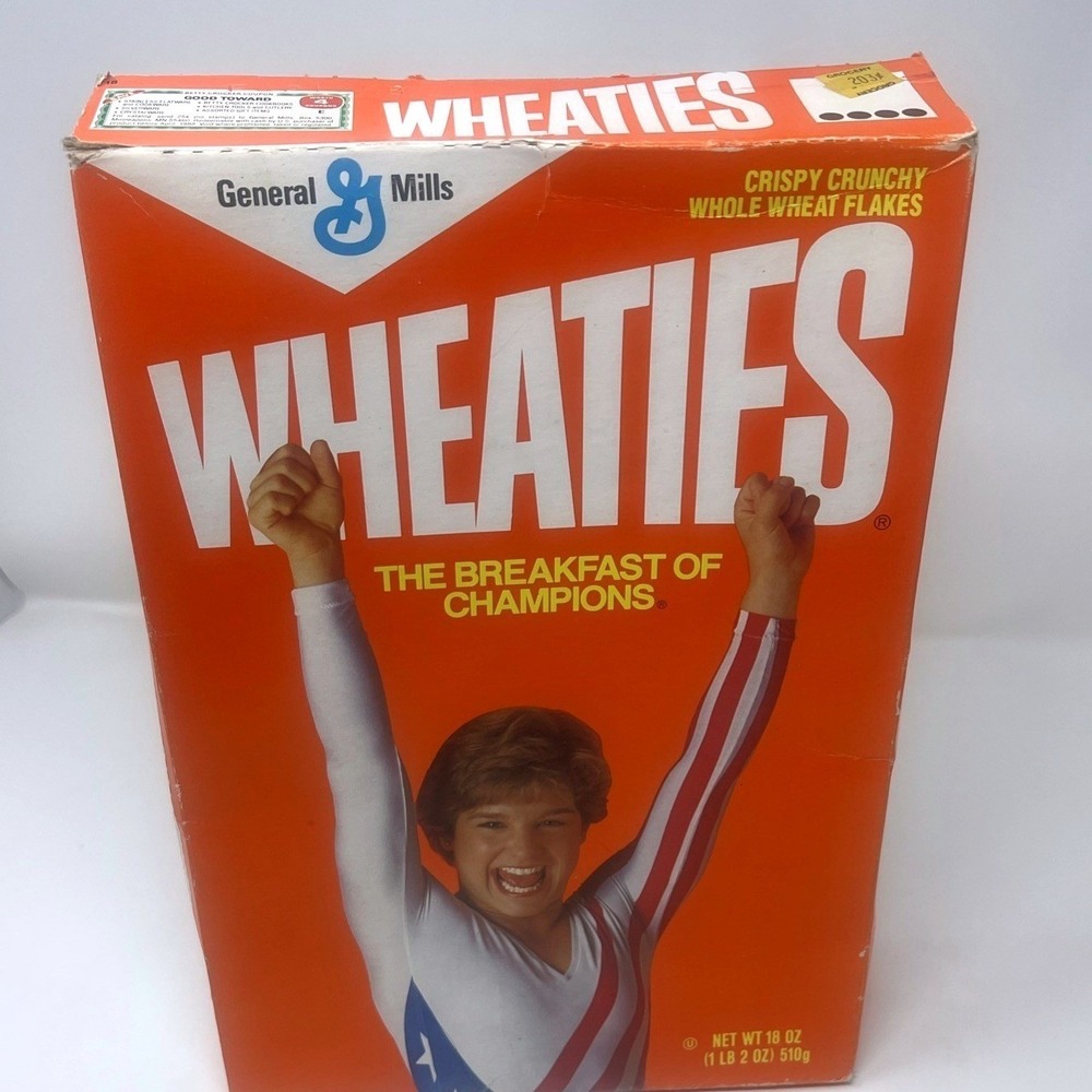1985 Mary Lou Retton Wheaties Cereal Box General Mills Vintage Olympics Empty